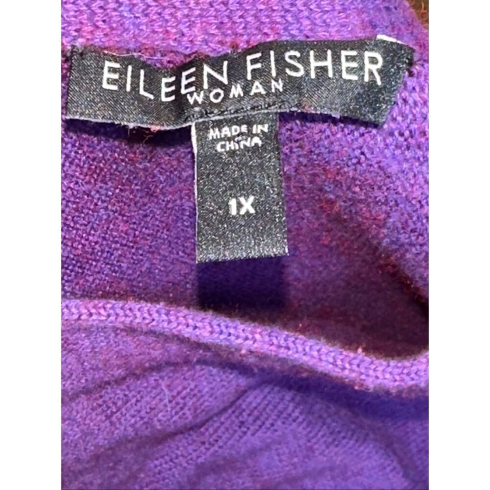 Eileen Fisher Cashmere Cotton Blend Purple Short Sleeve Sweater Size 1X π - Picture 3 of 6